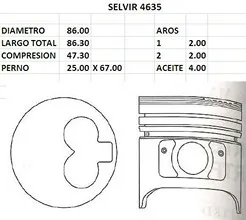 PISTONES 86mm KIA-MAZDA 2.2 D STD TIK