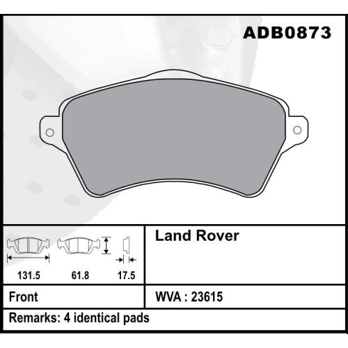 JGO. PASTILLAS FRENO LAND ROVER FREELANDER 2000... SIST. DELPHI COMLINE 131X62X17MM