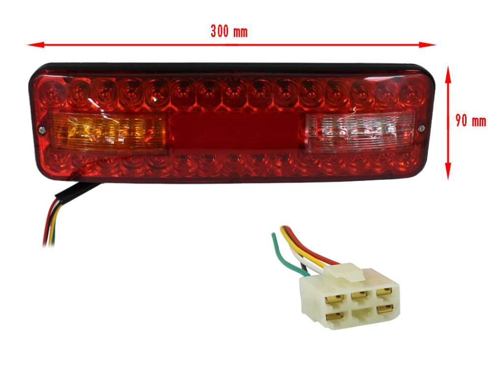 Faro trasero universal rectangular 12V LED 299x89mm