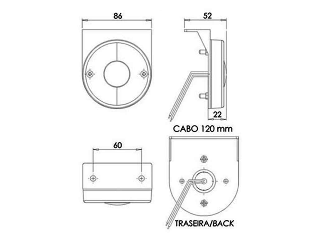 Faro lateral universal ámbar LED 12V/24V