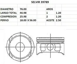 PISTONES 76mm MITSUBISHI LANCER 03 16V STD