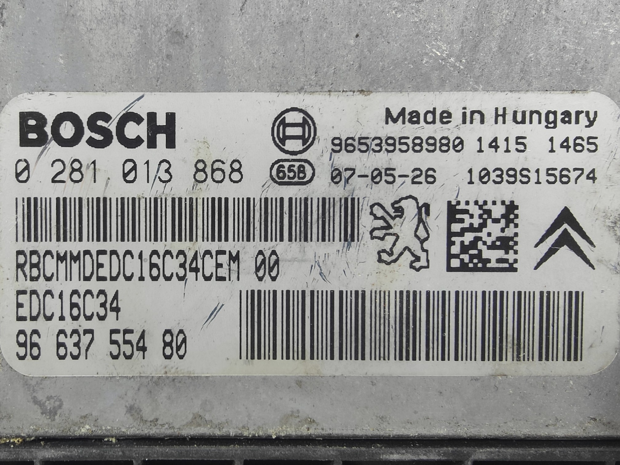 ECU de motor Peugeot 207 1.6 HDI 2007, Ref: 10959-K3B9