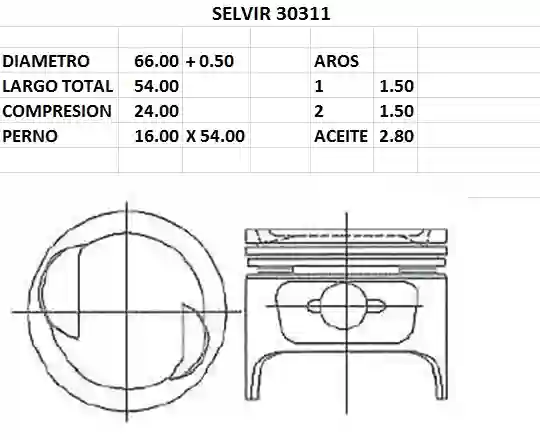 PISTONES  66mm CHANA-DFM-EFFA 1000 0.50