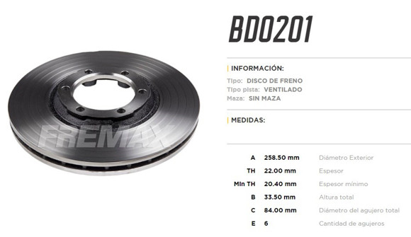 DISCO DE FRENO MITSUBISHI L200 4X2 1987
