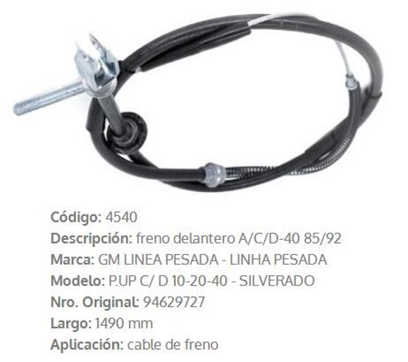 CABLE DE FRENO CHEVROLET D40 1985/88 1481MM