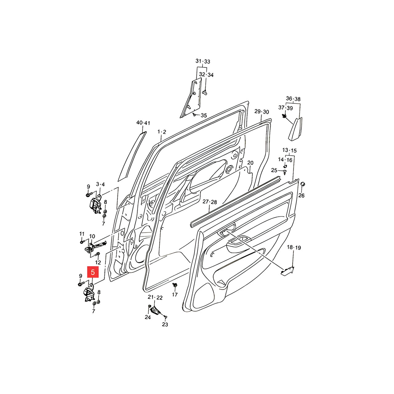 BISAGRA INF. DER. PUERTA TRAS. -ORIGINAL-