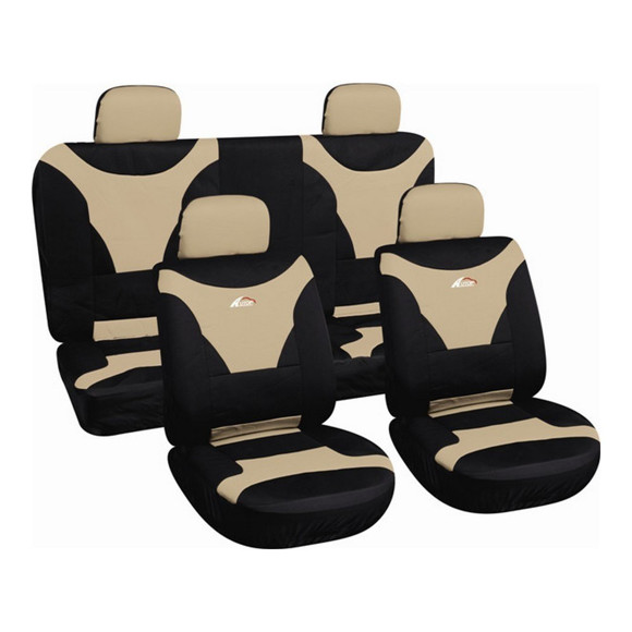 JUEGO DE FUNDAS CUBRE ASIENTO COLOR NEGRO Y BEIGE