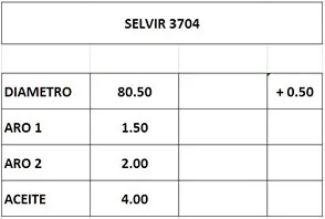 Juego de aros de pistón para motor 1.8L