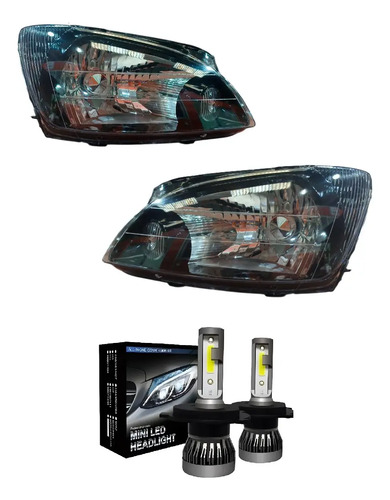 Kit Semioptica Delantera Negra Chevrolet Corsa Classic + H4