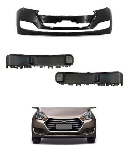 Kit Paragolpe Delantero + Guias Hyundai Hb20 2014 Al 2019
