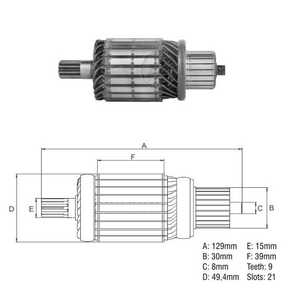 INDUCIDO 12V TOYOTA 1.8 DIESEL (128,5X49,3X30,1)