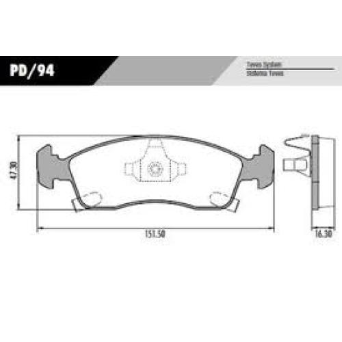 JGO. PASTILLAS FRENO CHEVROLET ONIX PRISMA S/ABS FIAT UNO 2015....151.5X47.3X16.80MM ONIX C3 2015...
