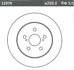 DISCO FRENO (259mm) TRA TOYOTA COROLLA D 08 BREME