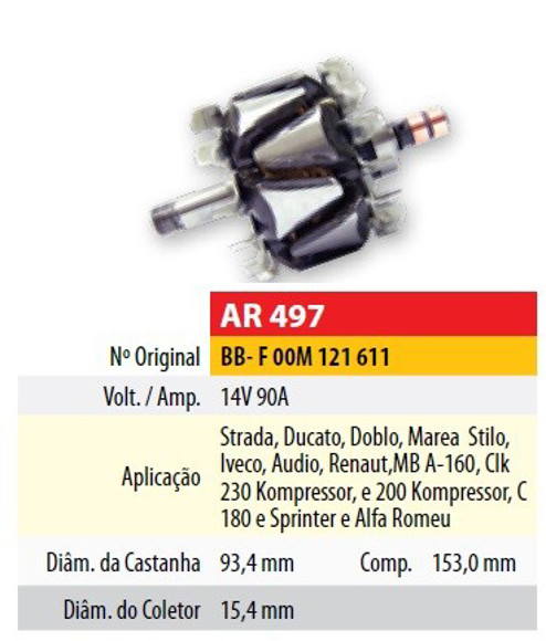 ROTOR 12V 110AMP VOLKSWAGEN GOL III 1.0MI (93,4X15,4X153)