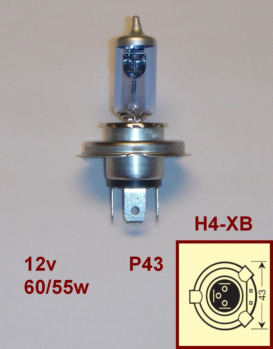 LAMPARA 12V H4 P43 60/55W AZUL NAITE