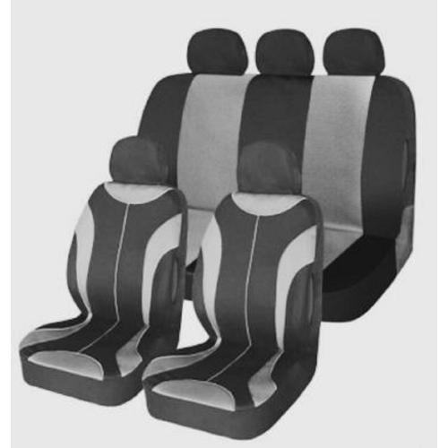 JGO. FUNDAS 4 ASIENTOS AUTO HIGH 9 PIEZAS COLOR NEGRO C/GRIS