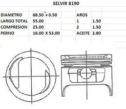Juego de pistones de motor para Suzuki Maruti, 3 cilindros, sobremedida 0.50 mm