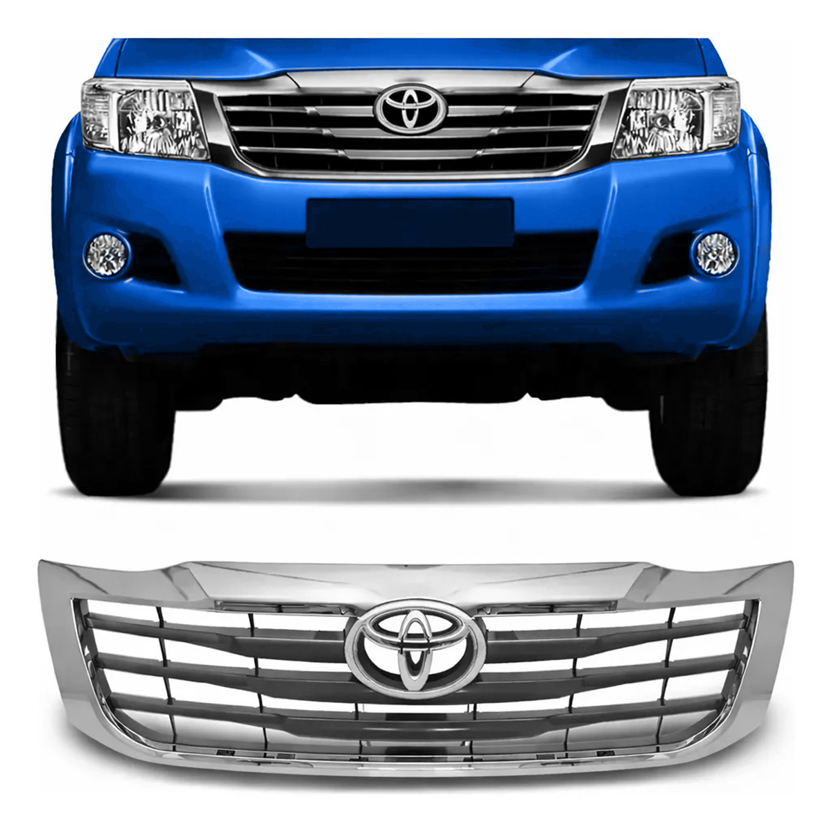 Parrilla delantera Toyota Hilux gris con marco cromado