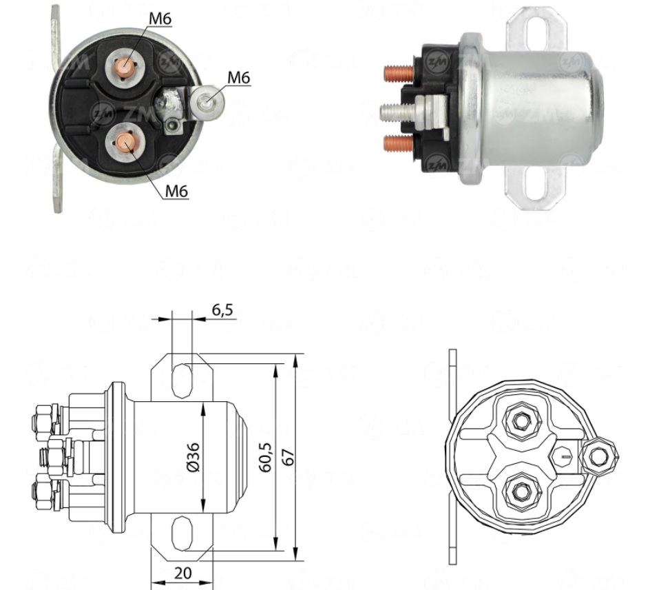 RELAY AUXILIAR ARRANQUE 24V DELCO MB/CASE ZM3-409