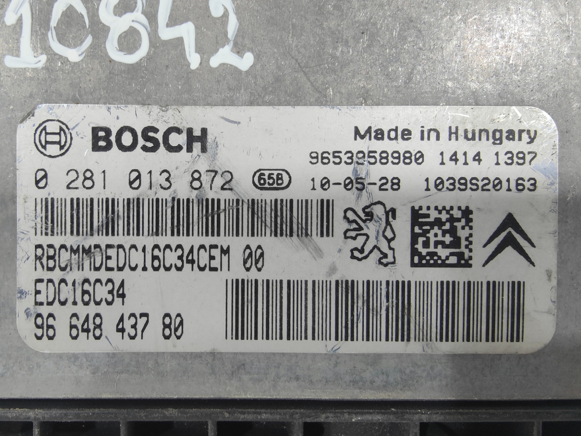 ECU de motor Peugeot Citroen 1.6 HDI 2010, Ref: 10842-K3A6