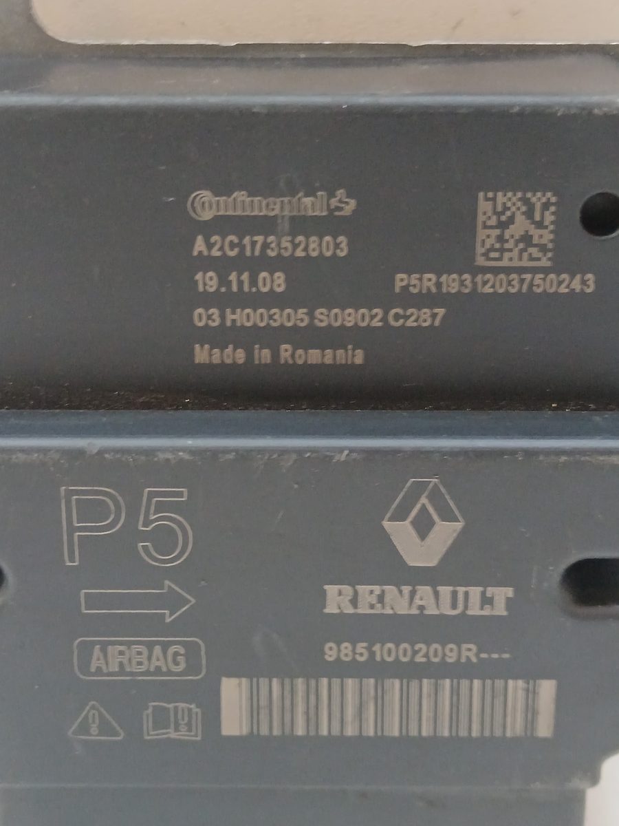 Centralita Airbag Dacia Duster desde 2010 Ambiance 4×2 1.5L 79kW 985100209R
