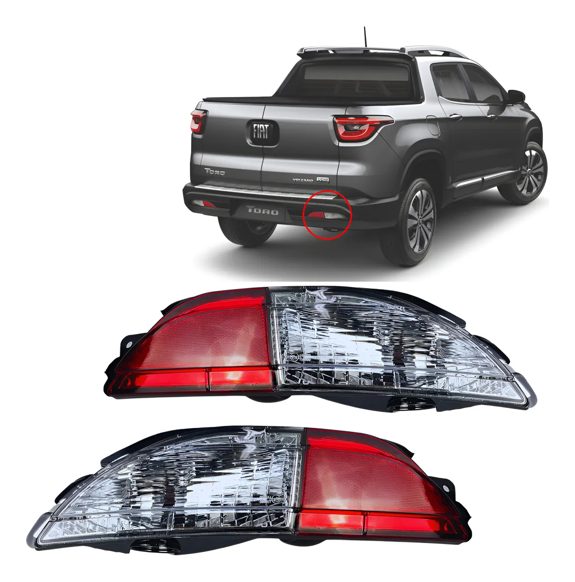 farol marcha tras paragolpe Trasero Fiat Toro 2016 2017 2018 2019 Hasta 2024