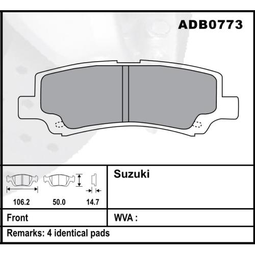 JGO. PASTILLAS FRENO EFFA IDEAL FAW V70 SUZUKI CARRY GONOW FURGON  DFSK 12  106X50X15MM