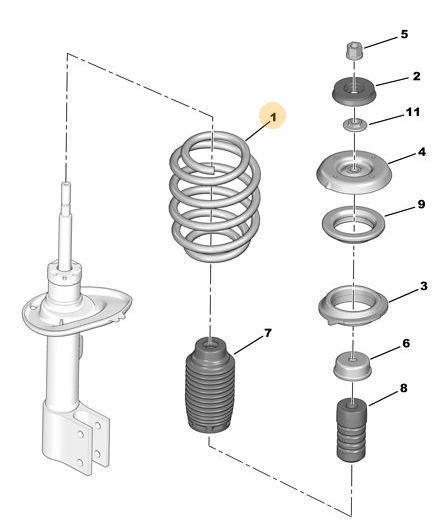 ESPIRAL DELANTERO PEUGEOT CITROEN PARTNER BERLINGO B9 UNIDAD [FEBI BILSTEIN]