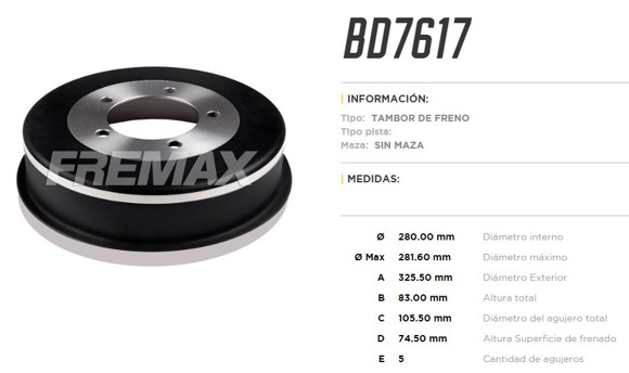 CAMPANA DE FRENO FORD F100/F1000