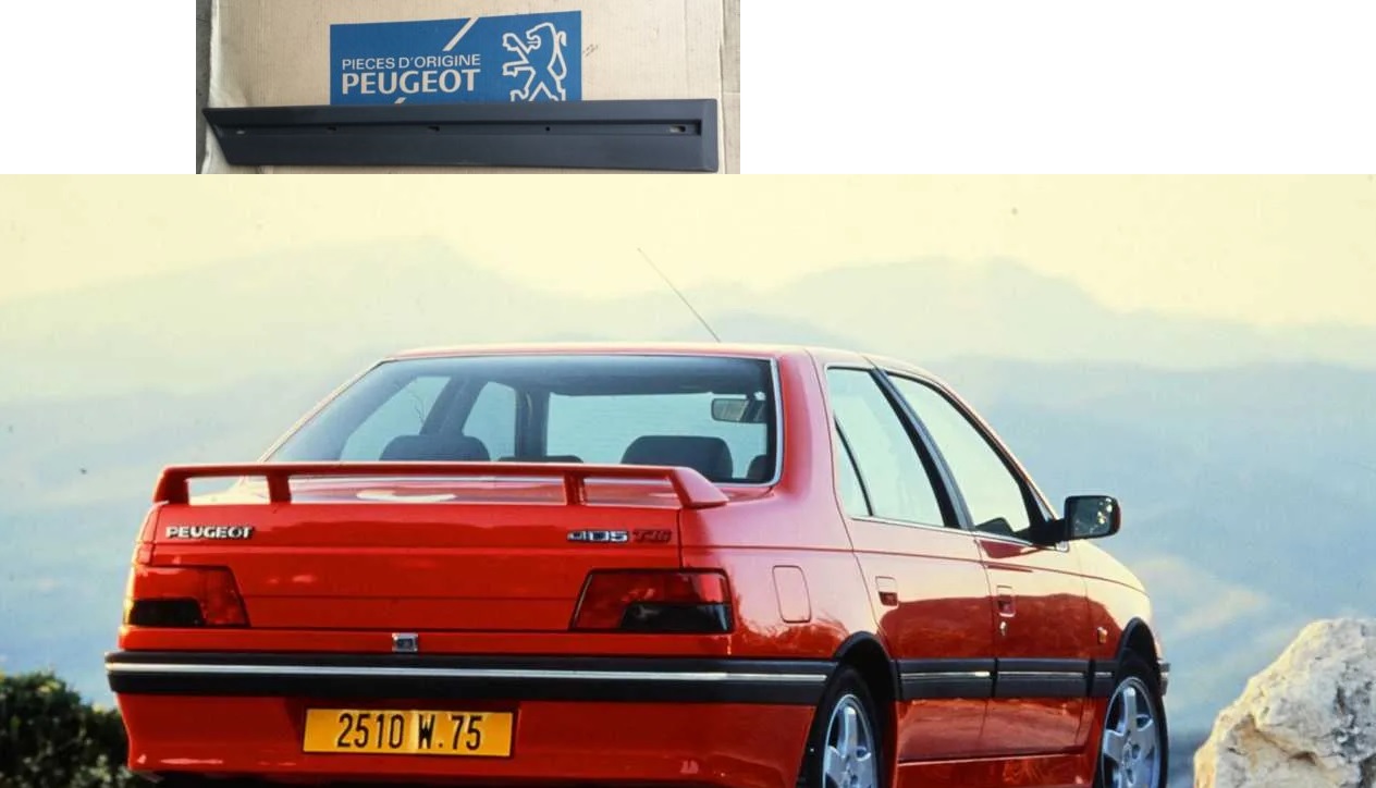 MOLDURA PUERTA TRASERA DERECHA PEUGEOT 405 MI16 ORIGINAL [MERCADERIA REMATE PEUGEOT]