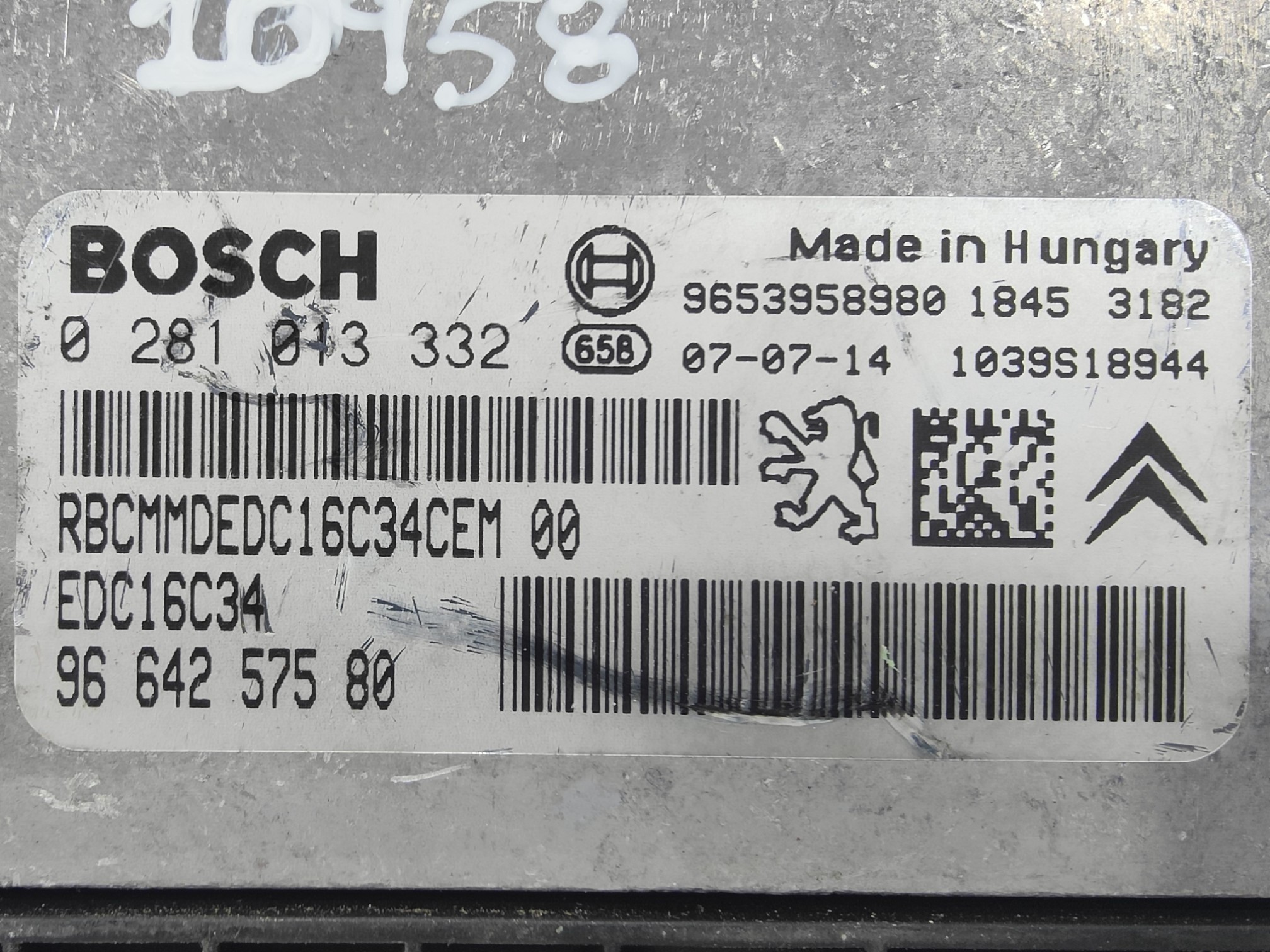 ECU de motor Peugeot Citroen 1.6 HDI 2007, Ref: 10958-K3B9