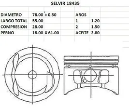 PISTONES 78mm SUBARU J12 0.50 TIK