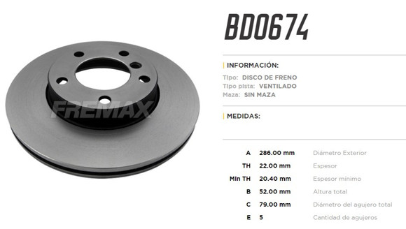 DISCO DE FRENO BMW SERIE 3 316/318/320/323I/325I/328I 1992-