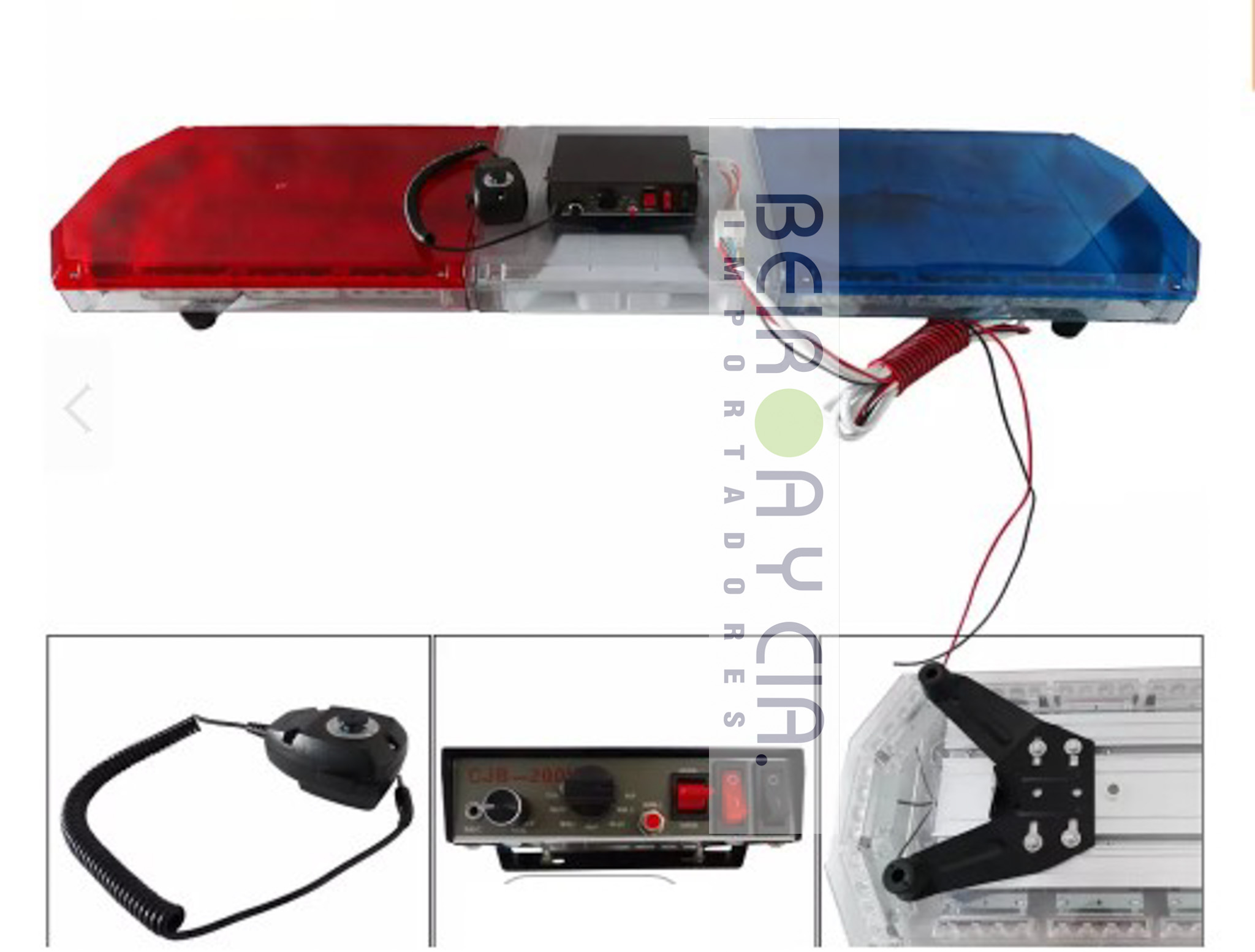 BARRAL XE 72 LED AZUL/ROJO C/SIRENA 12V 80W 7 TONO
