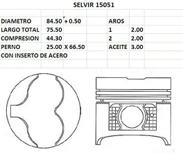 PISTONES 84.50mm NISSAN CD20 0.50 TIK