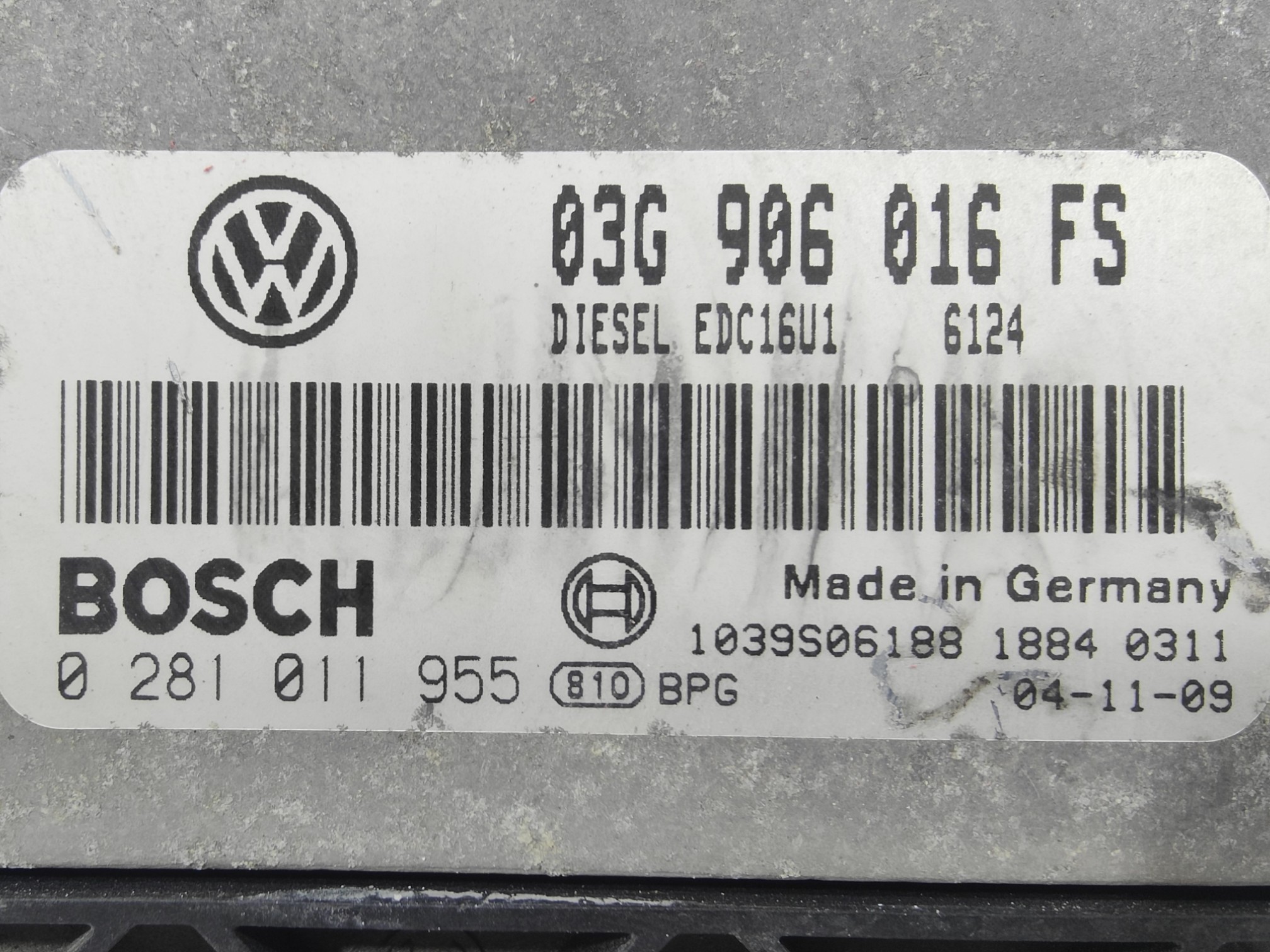 ECU de motor Volkswagen Golf 1.9 TDI 2004, Ref: 8227-K3B12
