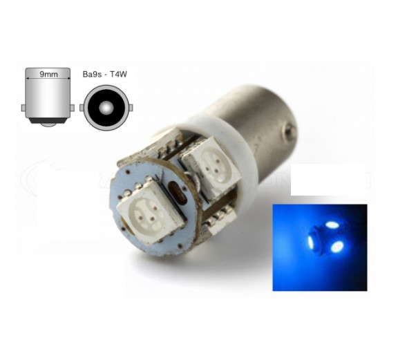 LAMPARA LED 12V 5 LED AZUL TIPO 2660