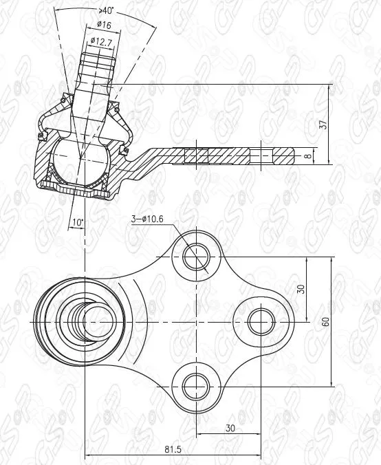 ROTULA INF CITROEN-PEUGEOT (LARGA-16mm) AYD