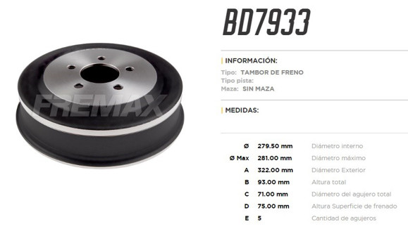 DISCO DE FRENO TRASERO FORDD RANGER 2008