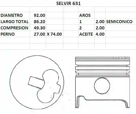 PISTONES 92mm TOYOTA HILUX 85 (2L) STD