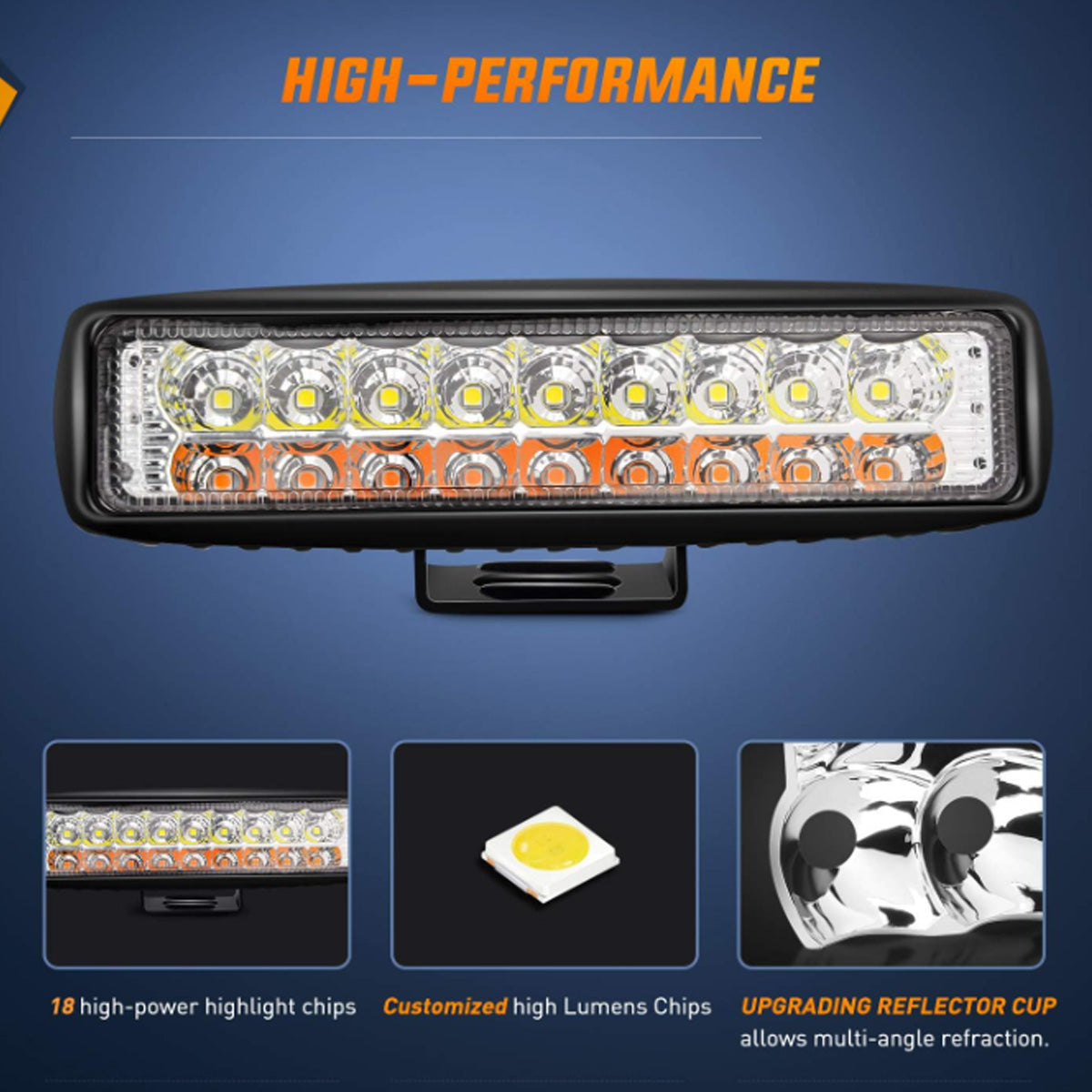 Faro auxiliar LED rectangular bicolor