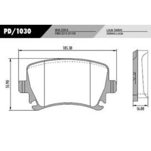JGO. PASTILLAS FRENO VW VENTO 2006... TRASERAS BORA  TIGUAN LONAFLEX 105X56X17MM  (23914)(SYL2040)