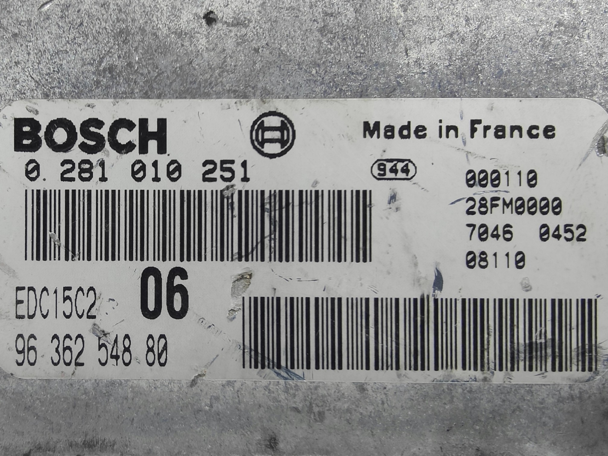 ECU de motor Citroen XANTIA I 2.0 HDI 81KW 110CV RHZ 2000, Ref: 11067-K3C6