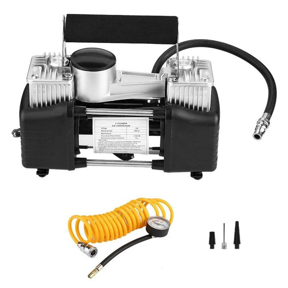 COMPRESOR INFLADOR DE AIRE 12V 150PSI DOBLE PISTON C/RELOJ