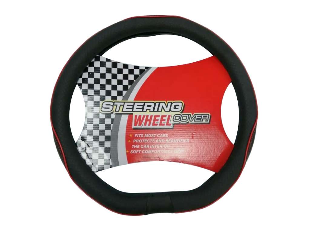 Cubre volante universal negro/rojo plano