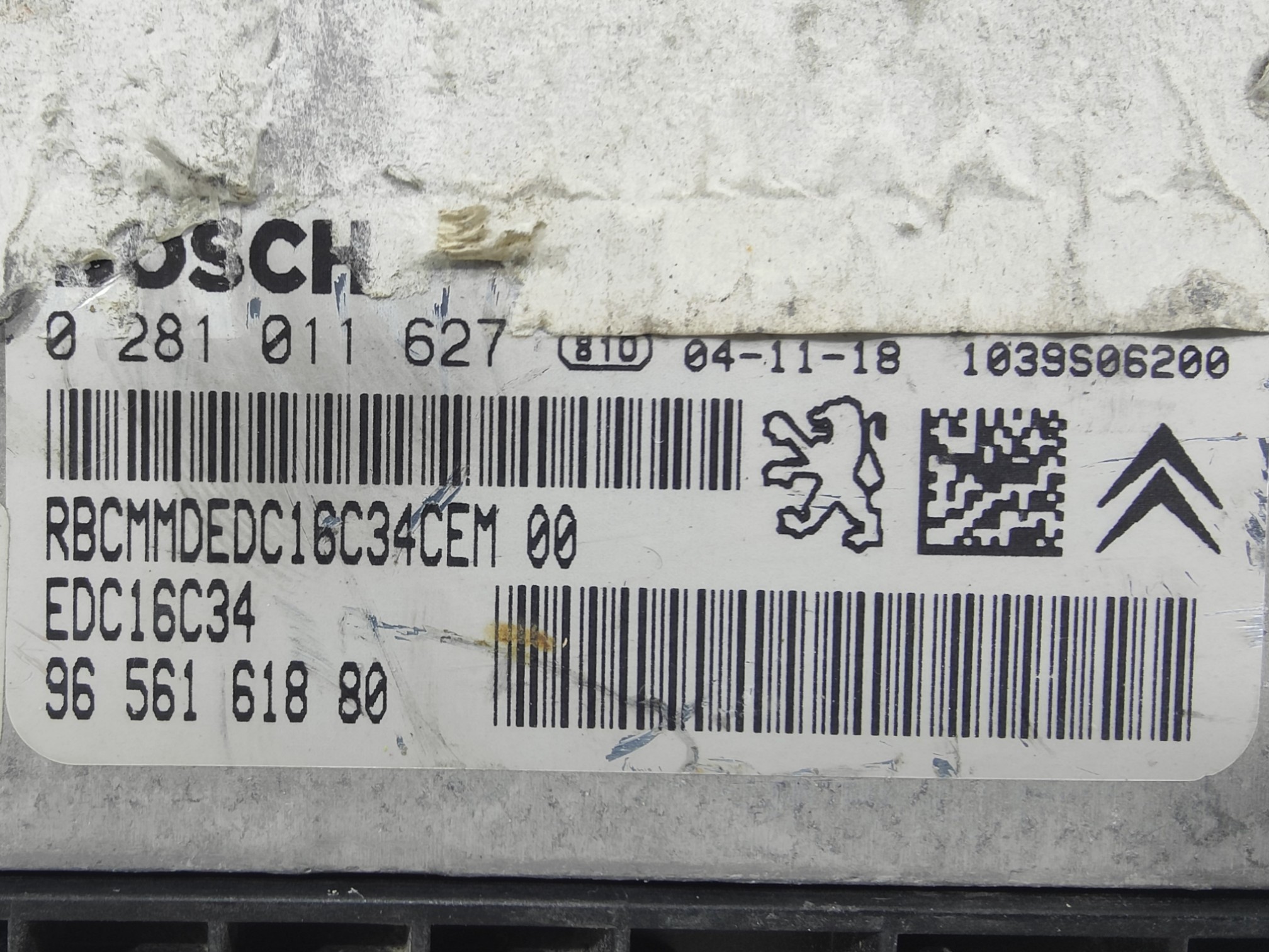ECU de motor Peugeot Citroen 1.6 HDI 2004, Ref: 11092-K3C6