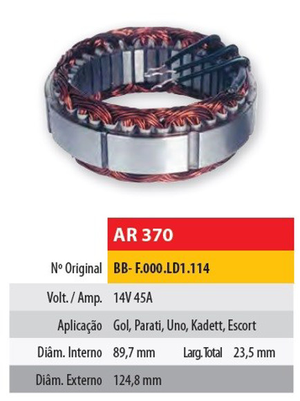 ESTATOR 12V 45AMP FIAT UNO/FIORINO (89,7X124,8X23,5)