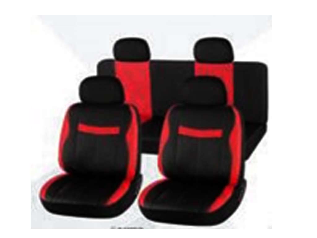 CUBRE ASIENTO UNIV. NEGRO/ROJO COMPLETO ECOCUERO