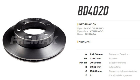 DISCO DE FRENO DELANTERO TOYOTA HILUX SW4 (VENTILADO) R15"