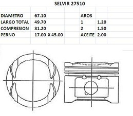 PISTONES 67.10mm VW GOL 1.0 STD 16 VAL